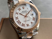 DATEJUST II GOLD STEEL WHITE DIAL ARABIC NUMERALS OYSTER BRACELET