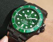 SUBMARINER 40MM CUSTOM ALL BLACK GREEN BEZEL