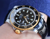 SUBMARINER DATE 40 STEEL CASE GOLD BLACK CERAMIC LEATHER