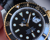 SUBMARINER DATE 40 STEEL CASE GOLD BLACK CERAMIC LEATHER
