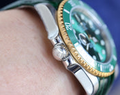 SUBMARINER DATE 40 STEEL CASE GOLD GREEN CERAMIC LEATHER