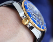 SUBMARINER DATE 40 STEEL CASE GOLD BLUE CERAMIC LEATHER