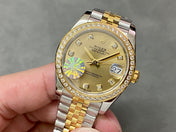 DATEJUST 31MM GOLD STEEL DIAMOND BEZEL YELLOW DIAL
