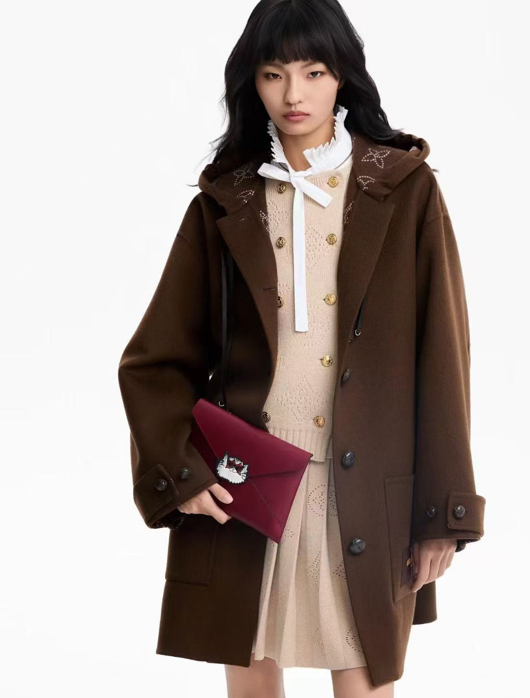 LV 25S KNIT CARDIGAN AND PLEATED KNIT MINI SKIRT SET 0108