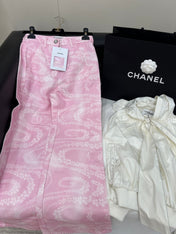 CC WIDE LEG PANTS IN PINK FLORAL SILK