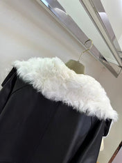 GUCCI LEATHER JACKET WITH WHITE SHEARLING