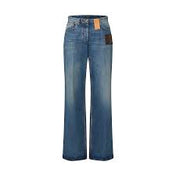 LV HIGH WAIST JEANS IN SIGNATURE MONOGRAM PATCH DENIM