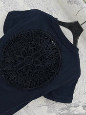 Loewe 25 Hollow Lace Short Sleeves t-shir Cotton