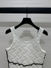 CHANEL SOFT U-NECK KNIT TOP IN BLACK AND WHITE