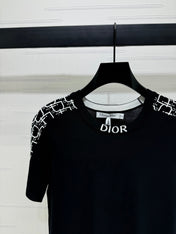 DIOR SHORT-SLEEVE JACQUARD KNIT TOP 274855
