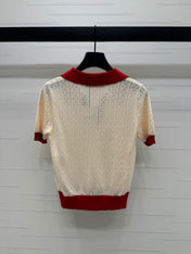 VALENTINO 25S HOLLOW V-NECK BLOUSE 264162