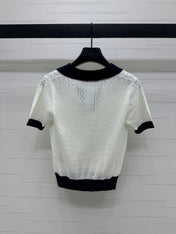 VALENTINO 25S HOLLOW V-NECK BLOUSE 264161