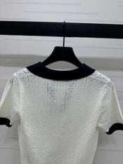 VALENTINO 25S HOLLOW V-NECK BLOUSE 264161