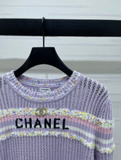 CHANEL 25S LONG SLEEVE OPEN-KNIT SWEATER STYLE 163