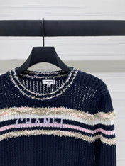 CHANEL 25S LONG SLEEVE OPEN-KNIT SWEATER STYLE 162