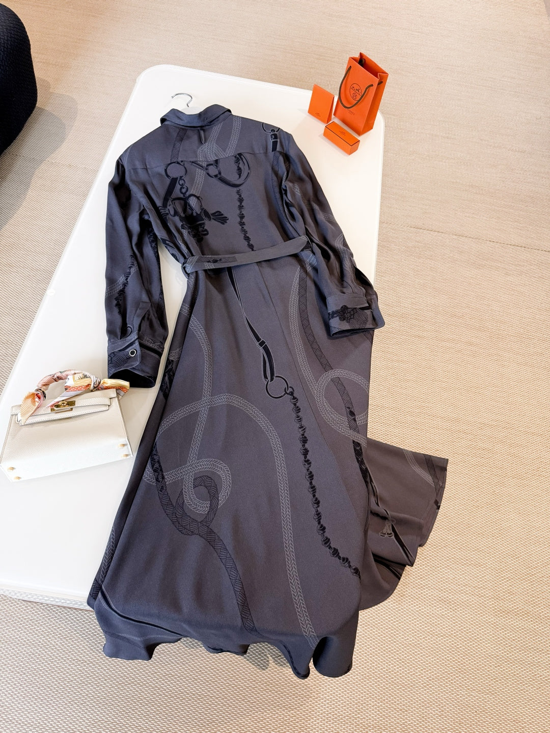 HERMES 25S LONG SILK DRESS 260