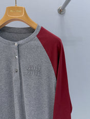MIUMIU 26S LONG SLEEVE BUTTONED T-SHIRT 895
