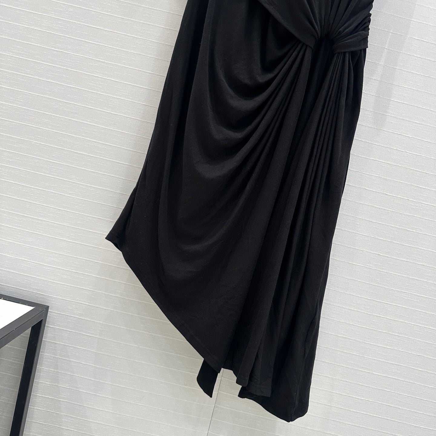 Loewe 25 Knotted Short-sleeved Dress Black Viscose