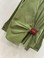 LOEWE GREEN LONG SLEEVE SHIRT WITH PLEATED WAIST