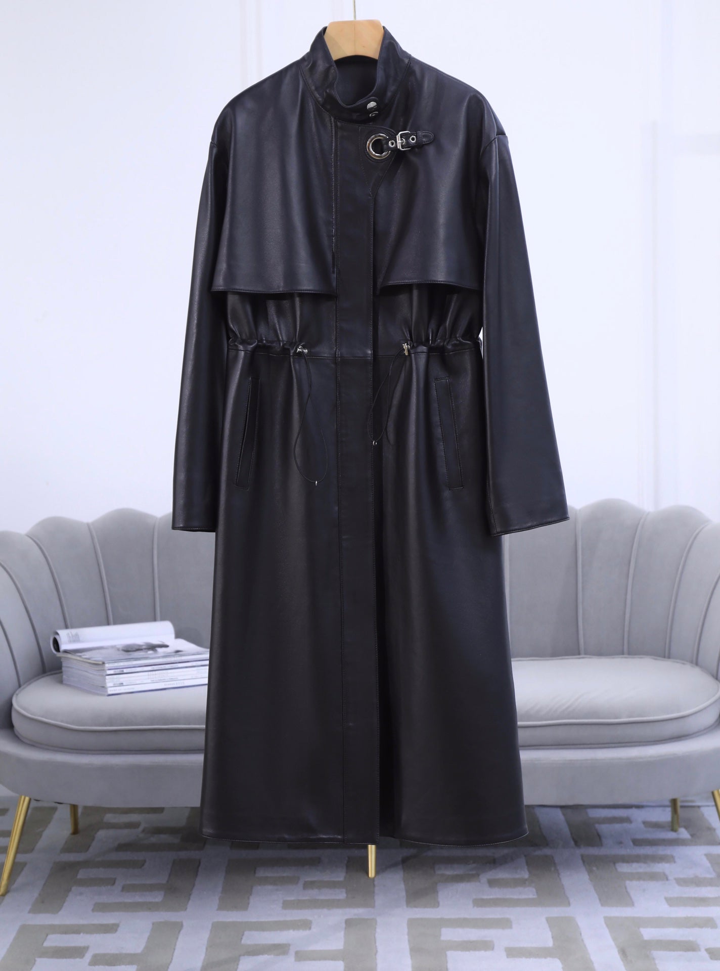 HERMES 25S LONG LEATHER COAT 359