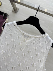 CC Hollow Lace T-shirt White Cotton