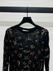 DIOR FLORAL EMBROIDERED KNITTED LONG-SLEEVE TOP 276695
