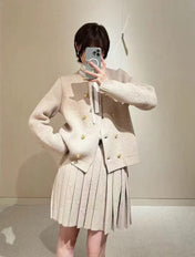 LV 25S KNIT CARDIGAN AND PLEATED KNIT MINI SKIRT SET 0108