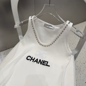 TANK TOP 640622 IN WHITE COTTON CRYSTAL ON TRIM