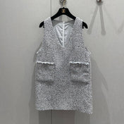 CC 25 Tweed Dress Gray Blue Woven Fabric