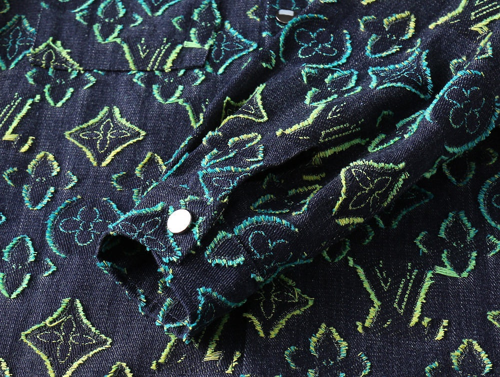 LV SHIRT IN NAVY BLUE MONOGRAM DENIM 239035