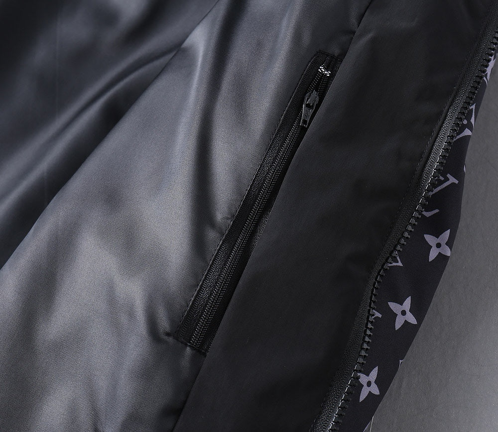 LV HOODED JACKET NAVY BLUE MONOGRAM AND BLACK 239169