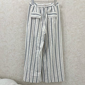 CHANEL STRIPED LINEN WIDE-LEG PANTS 275056