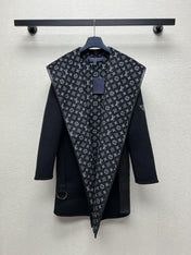 LV MONOGRAM MAXI COLLAR COAT IN BLACK WOOL 288066