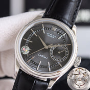 Rolex Cellini 39mm Silver Black Leather