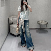 DIOR 25S RIPPED WIDE-LEG PANTS 705