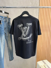 LV T-SHIRT IN BLACK PURE COTTON LOGO PRINT 238774