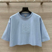Loewe 25 Cropped Anagram T-Shirt Blue Cotton