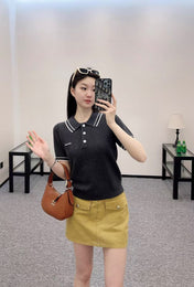 Miu 25 Polo Shirt Black Wool 233471